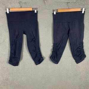 Lululemon In the Flow Crop Legging Women's 4 Navy Ruched‎ Seamless Yoga Lot of 2